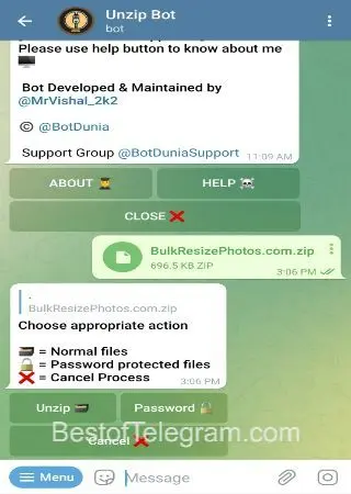 Unzip Bot preview 2